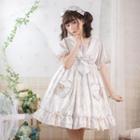 Short-sleeve Sailor Collar Bow Accent A-line Dress
