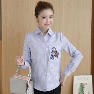Robot Appliqu  Striped Shirt
