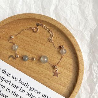 Gemstone Bead Alloy Moon & Star Bracelet As Shown In Figure - One Size
