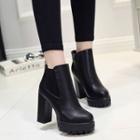 Gusset Chunky Heel Ankle Boots