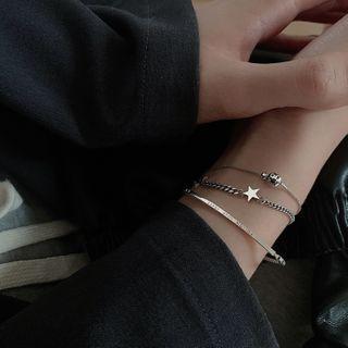 Star / Smiley / Lettering Sterling Silver Bracelet