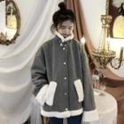 Fleece Lined Button Coat Gray - One Size