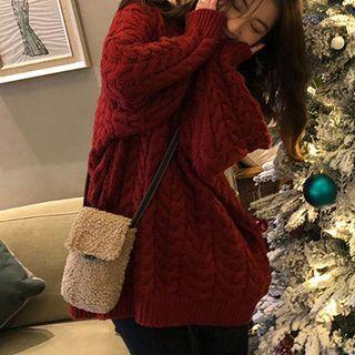 Linen Flower Sweater Red - One Size