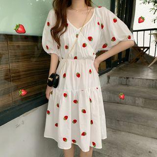 Embroidered Tiered Midi Dress With Slipdress White - One Size