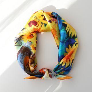 Painting Print Silk Scarf Tangerine - 53x53cm - A207