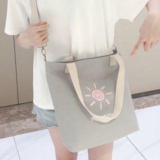 Sun Print Canvas Tote Bag Premium - Sun - Gray - One Size