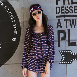 Set: Halter Printed Bikini + Printed Top