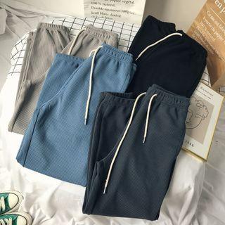 Drawstring Waist Waffle Sweatpants