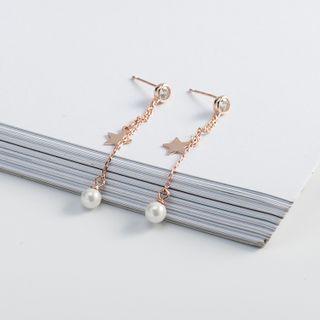 Faux Pearl Dropped Earring 1 Pair - Rose Gold - One Size