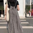 Gingham Midi Pinafore Dress Plaid - Black & White - One Size