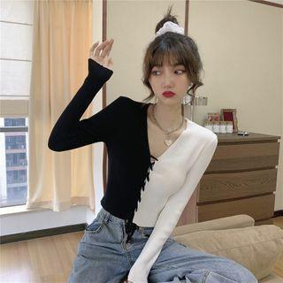 Lace Up Color Block T-shirt