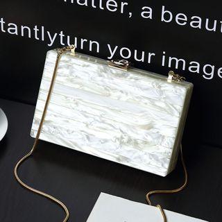 Striped Box Chain Strap Cross Bag