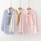 Set: Long-sleeve Striped Shirt + Scarf