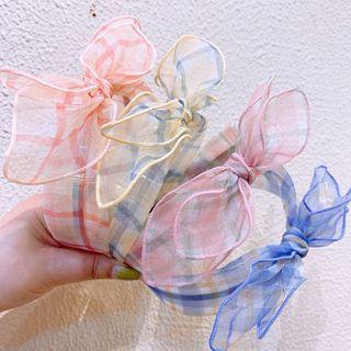 Plaid Mesh Bow Headband
