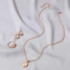Set: Moonstone Pendant Necklace + Earring + Ring 01 - 8835 - Set - Gold - One Size