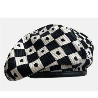 Chessboard Heart Print Beret