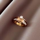 Rhinestone Layered Stainless Steel Ring Gold - One Size