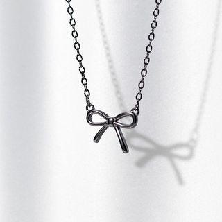 925 Sterling Silver Bow Pendant Necklace S925 Silver - As Shown In Figure - One Size