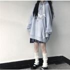 Long-sleeve Hooded Loose-fit Top As Shown In Figure - One Size