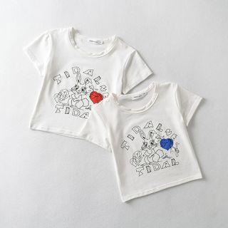 Short Sleeve Rabbit Printed Crop Top