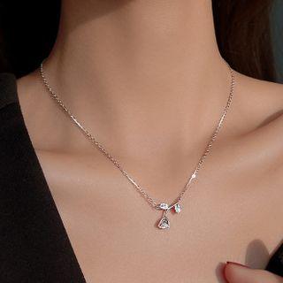 Flower Necklace Necklace - Rose Flower - Silver - One Size