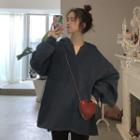 Fleece-lined Oversized Hoodie Blue - One Size