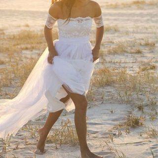 Off Shoulder Lace Wedding Gown