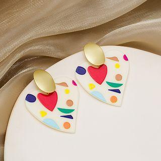 Heart Acrylic Dangle Earring E2705 - 1 Pr - Gold - One Size