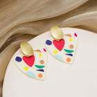 Heart Acrylic Dangle Earring E2705 - 1 Pr - Gold - One Size
