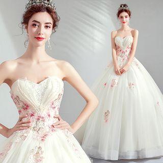 Strapless Rhinestone A-line Evening Gown