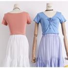 Lightweight Tie-front V-neck T-shirt