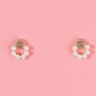 Faux Pearl Stud Earring 1 Pair - 925silver Earring - One Size