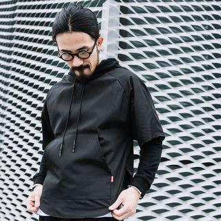 Mock Two-piece Hooded Pullover