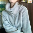 Mock Two-piece Half-zip Sweater