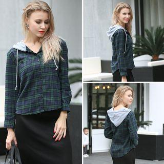 Plaid Hooded Top