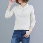 Plain Knit Long-sleeve T Shirt