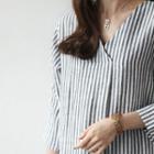 Linen V-neck Stripe Long Dress