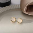 Bead Alloy Earring 1 Pair - White & Gold - One Size
