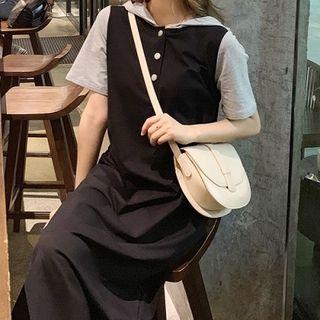 Color-block Panel Short-sleeve Dress