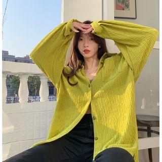 Long-sleeve Textured Loose-fit Shirt