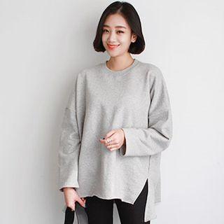 Round-neck Fray-hem Pullover