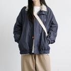 Stand Collar Color-block Cargo Jacket