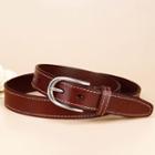 Contrast Stitching Genuine Leather Belt