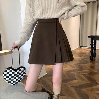 Woolen High-waist A-line Accordion Pleat Mini Skirt