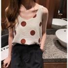 Dotted V-neck Chiffon Tank Top