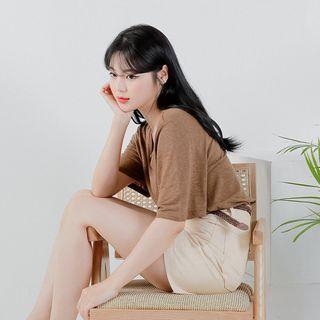 [lovb] Round-neck Linen Blend T-shirt