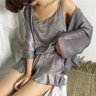 Loungewear Set: Camisole Top + Shorts + Jacket