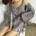 Loungewear Set: Camisole Top + Shorts + Jacket