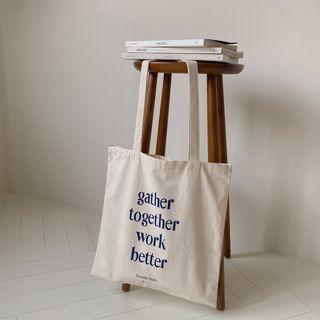Letter Cotton Shopper Bag Navy Blue - One Size