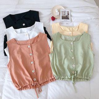 Single-breasted Square-neck Tank Top